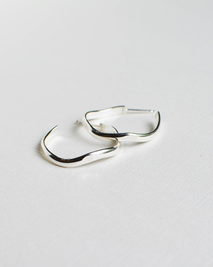 Silver Wavy Heli Hoops