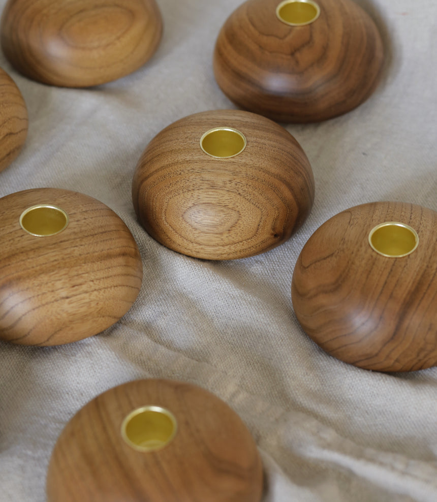 Sea Urchin Wood Candle Holder